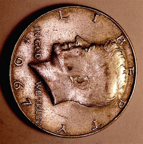 There are no widespread errors found in the 1967 Half Dollar, meaning that the errors discovered are on a coin-by-coin basis. ... As mentioned, the 1967 Kennedy half dollar is worth more than its face value with a $3.13 melt value. Outside of this, in MS 63 uncirculated condition, the 1967 half dollar with no mint mark is worth roughly $6. .... 