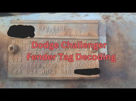 1970 dodge challenger fender tag decoder. org makes no guarantees nor is any .  A Lyn...