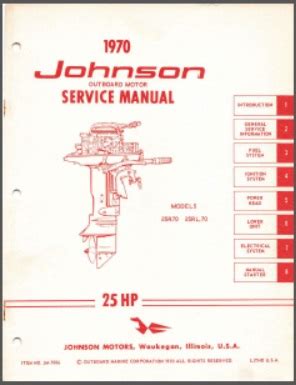 1970 johnson manuale di servizio motore fuoribordo 25 cv modelli 25r70 e 25rl70. - Manual de metodologia del entrenamiento deportivo.