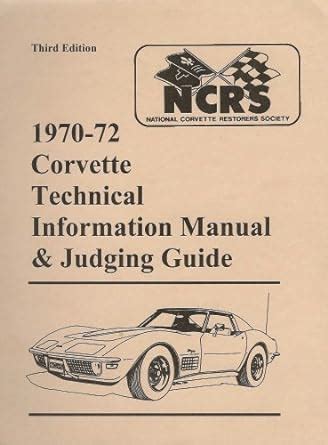 Download 1970 72 Corvette Technical Information Manual Judging Guide Index 
