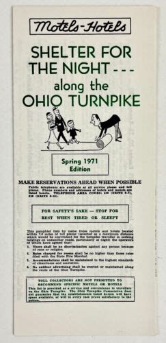 1971 Ohio Turnpike Night Shelter VTG Travel Brochure Motels