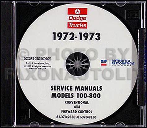 1972 1973 dodge truck shop service repair manual cd with decal. - Nursing diagnosis manual for the well and ill client.