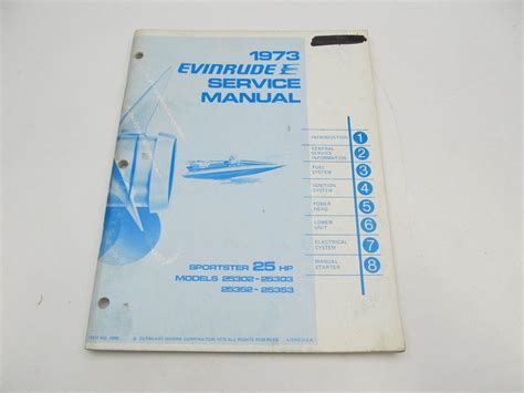 1973 evinrude outboard motor sportster 25 hp pn 4906 service manual 463. - Furuno marine radar far 2157 service manual.