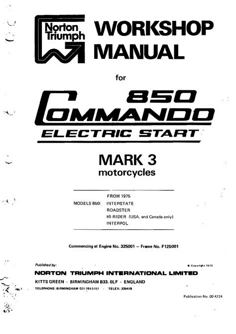 1975 norton commando 850e mk3 motorcycle factory service manual and parts. - Panasonic kx t7730 user manual greek.