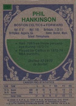 1975-76 Topps PHIL HANKINSON #153 Boston Celtics eBay