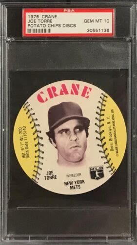 1976 CRANE POTATO CHIPS DISCS JOE TORRE POTATO CHIPS …