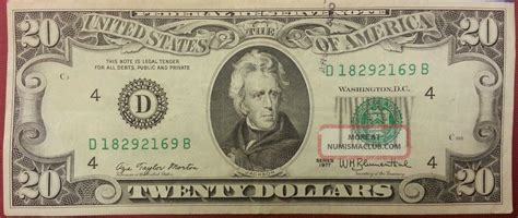 The $20 note features subtle background colors of green and peach. The $20 note includes an embedded security thread that glows green when illuminated by UV light. When held to light, a portrait watermark of President Jackson is visible from both sides of the note.The note includes a color-shifting numeral 20 in the lower right corner of the .... 