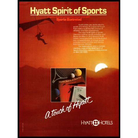 1982 Hyatt Hotels Vintage Print Ad Tennis Hang Glider Sunset …