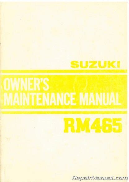 1982 rm465 rm 465 suzuki owners manual s1018. - Silencio erotico de la mujer casada.