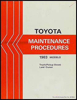 1983 toyota pickup diesel and land cruiser maintenance procedures manual original. - Versuche einer neuen theorie des geldes.