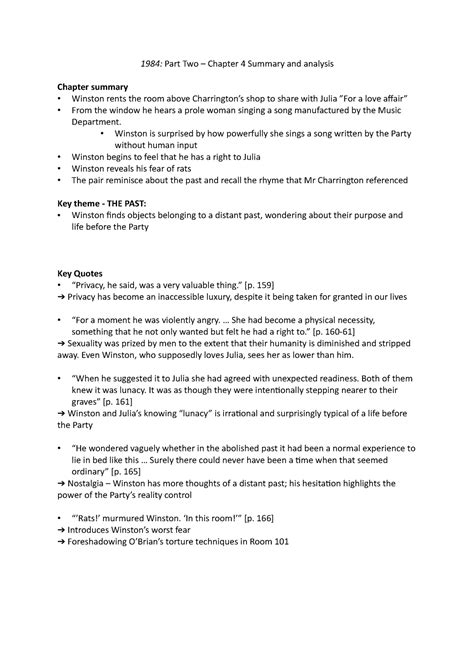 1984 Chapter By Chapter Summary