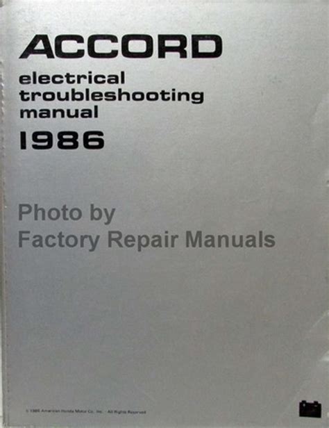 1986 honda accord electrical troubleshooting manual original. - Principios y práctica de la técnica metamórfica.