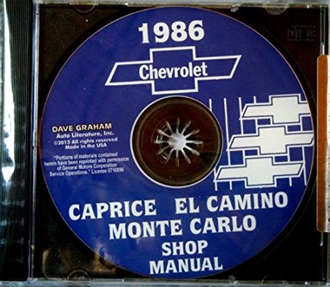 Full Download 1986 Monte Carlo Caprice El Camino Repair Shop Service Manual Cd Covers Standard Caprice Sedan Classic Brougham Wagon Monte Carlo Sport Coupe Ss Sport Ls Ss Aero 