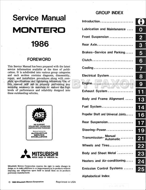 Full Download 1986 Montero User Guide 