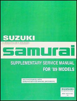 1989 suzuki samurai repair shop manual supplement original. - Issa guía de tiempos de limpieza.