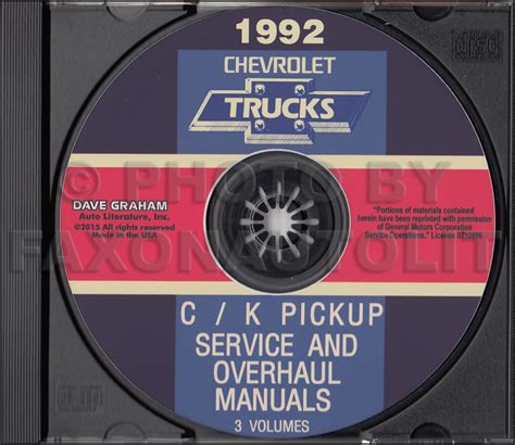 Read Online 1992 Chevrolet Truck Pickup Factory Repair Shop Service Manual Cd Includes Ck Truck Silverado Scottsdale 454Ss Dually Extended Cab 1500 2500 3500 Gas Diesel 