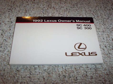 1993 lexus sc400 sc300 owners manual. - Vorwort zu einer neuen zusammenstellung der gebräuchlichsten lateinischen synonyma.