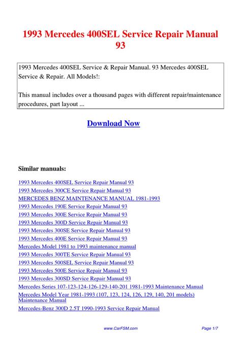 1993 mercedes benz 400sel service repair manual software. - Chiave di risposta alce di isola royale lab.