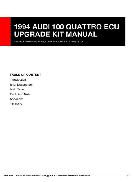1994 audi 100 quattro ecu upgrade kit manual. - The advisors guide to commercial real estate investment.