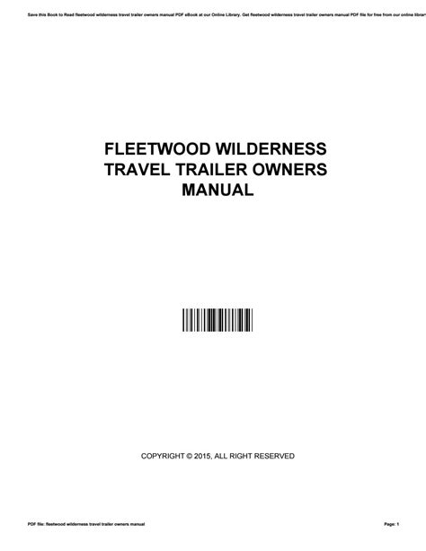 1994 fleetwood wilderness travel trailer owners manual. - A simple guide to intussusception treatment and related diseases a.