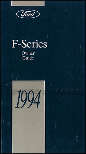 Download 1994 Ford F Series Pickup Truck Owners Manual Original F150 F250 F350 Super Duty 
