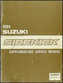Read 1994 Suzuki Sidekick Repair Shop Manual Supplement Original 