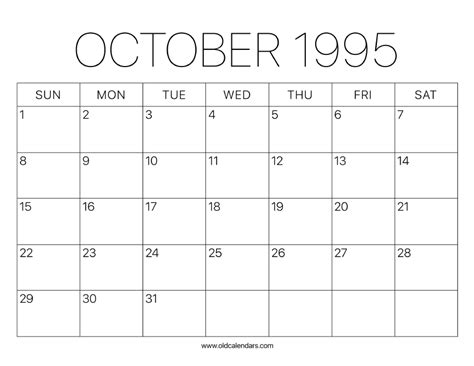 1995 October Calendar