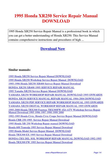 1995 honda xr 250 workshop repair manual download. - Essential cell biology alberts solutions manual.