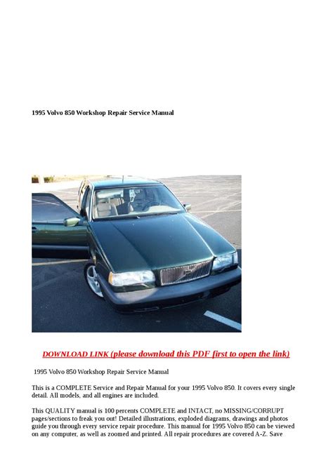 Read 1995 Volvo 850 Repair Manual 
