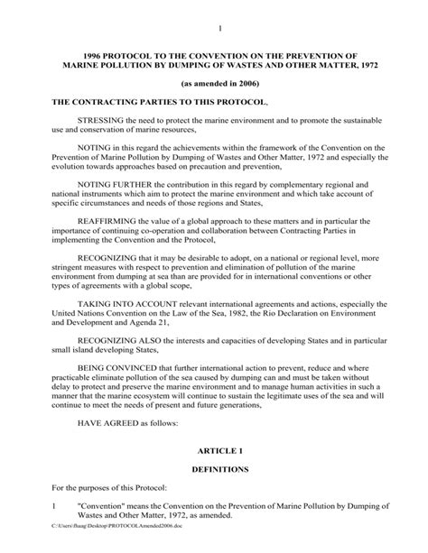 1996 Protocol to the 1972 Convention on the Prevention of Marine ... - raincitystudios.com