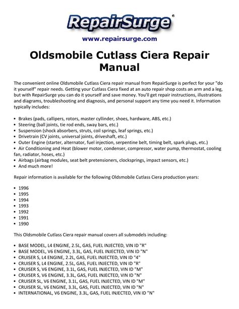 1996 oldsmobile cutlass ciera repair manual. - Leeds mbchb study guide year 5.