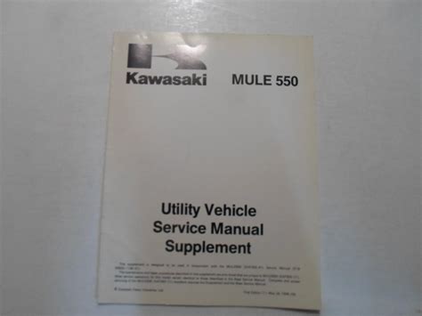 1997 2004 kawasaki mule 550 utility vehicle service manual supplement factory. - Service manuals volumes 1 and 2 2001 leganza upv010 800.