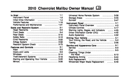 1997 2010 chevrolet malibu owners manual. - Guida all'arrampicata su roccia calcarea di picco.
