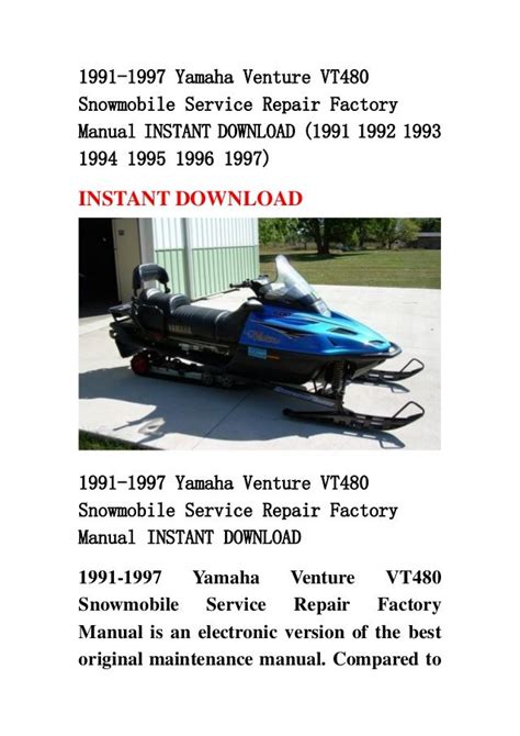 1997 YAMAHA VENTURE VT480 SNOWMOBILE Service Repair …