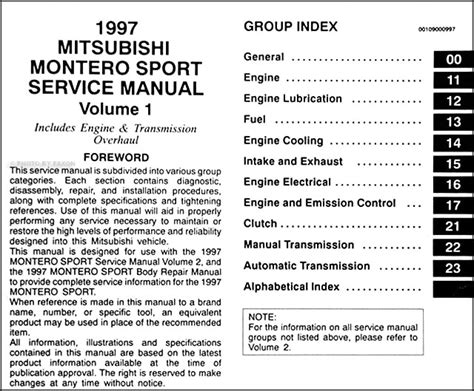 1997 mitsubishi montero sr repair manual. - Bildung der schwachen verba im altenglischen..