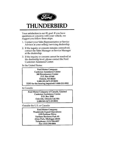 Full Download 1997 Ford Thunderbird Owners Manual Pdf 
