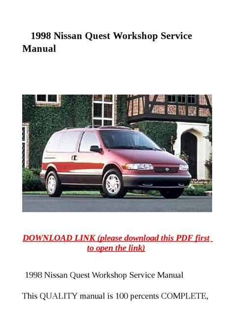 1998 nissan quest workshop service manual. - New holland br740a manual del operador.