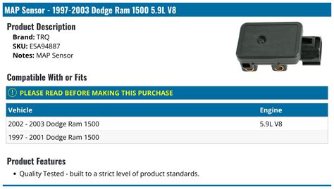 1999 Dodge Ram 1500 Map Sensor