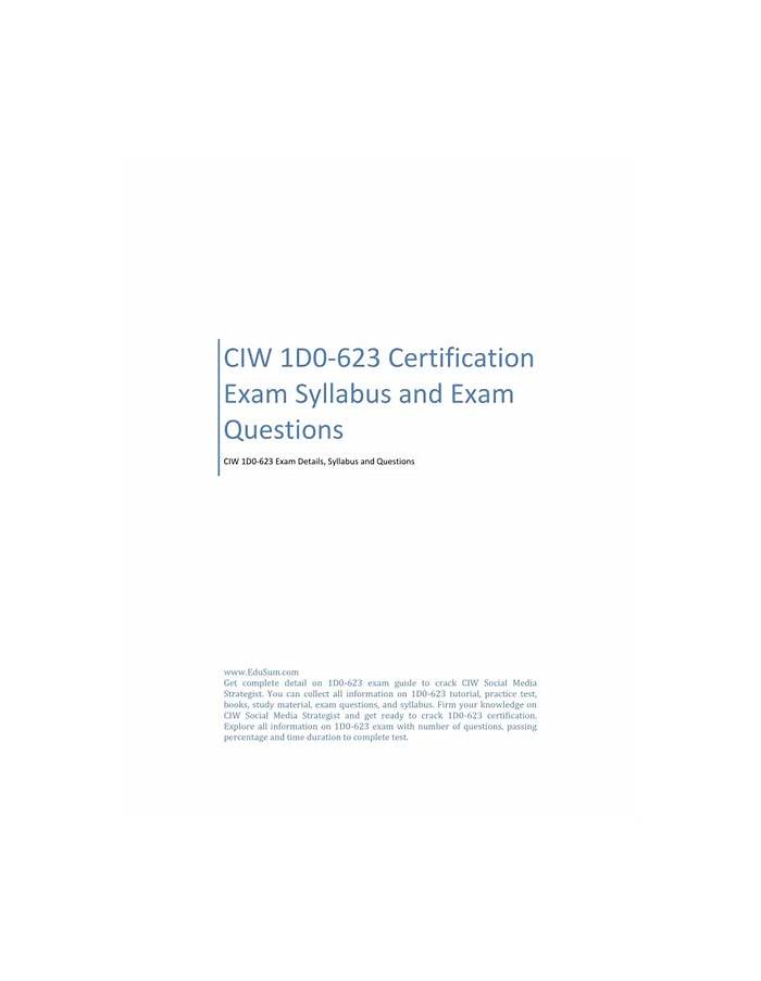 1D0-623 Related Certifications