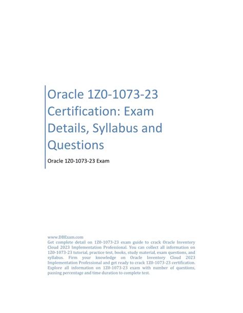 1Z0-1073-21 Exam Overview