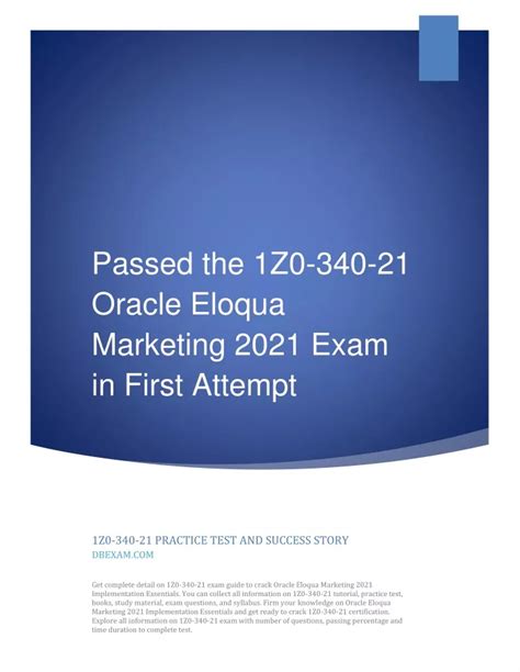 1Z0-340-21 Exam Objectives Pdf