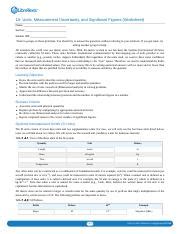 1a Units Measurement Uncertainty And Significant Figures Worksheet Measurements And Calculations Worksheet - Measurements And Calculations Worksheet