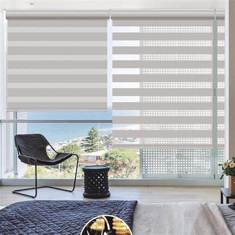 1pc Light Filtering Cordless Zebra Window Shade With Fabric Roller …