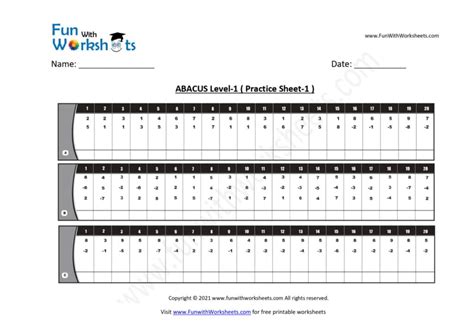 1st Level Practice Sheet Practice Sheet Abacus Worksheets
