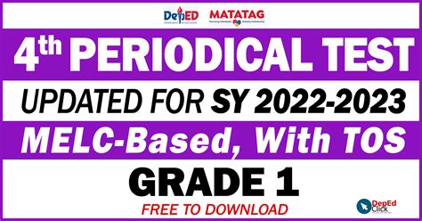 1st Quarter Periodical Tests for Grade 1 (SY 2024-2024) MELCs …