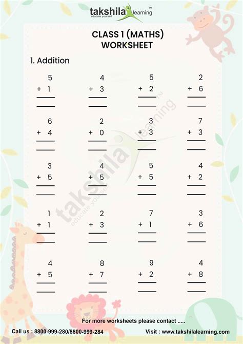 1st Class 1 Maths Question Paper