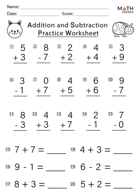 1st Grade Adding Subtracting Worksheet   1st Grade Addition And Subtraction Worksheets Math Worksheets - 1st Grade Adding Subtracting Worksheet