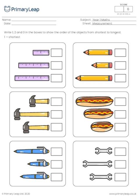 1st Grade Length Worksheets Ordering Objects By Length 1s Grade Measurement Worksheet - 1s Grade Measurement Worksheet