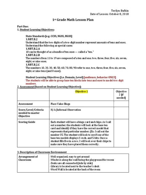 1st Grade Lesson Plans