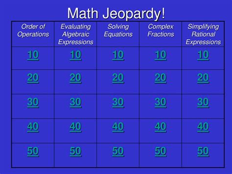 1st Grade Math Factile Math Jeopardy 1st Grade - Math Jeopardy 1st Grade
